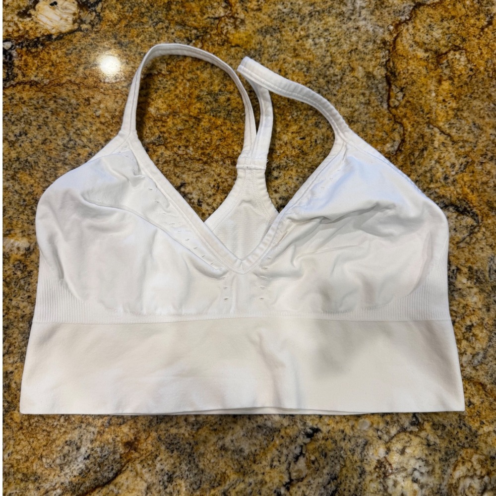 Spanx Bra-llelujah Unlined Bralette White Racerback Wireless V-Neck XL RN112121